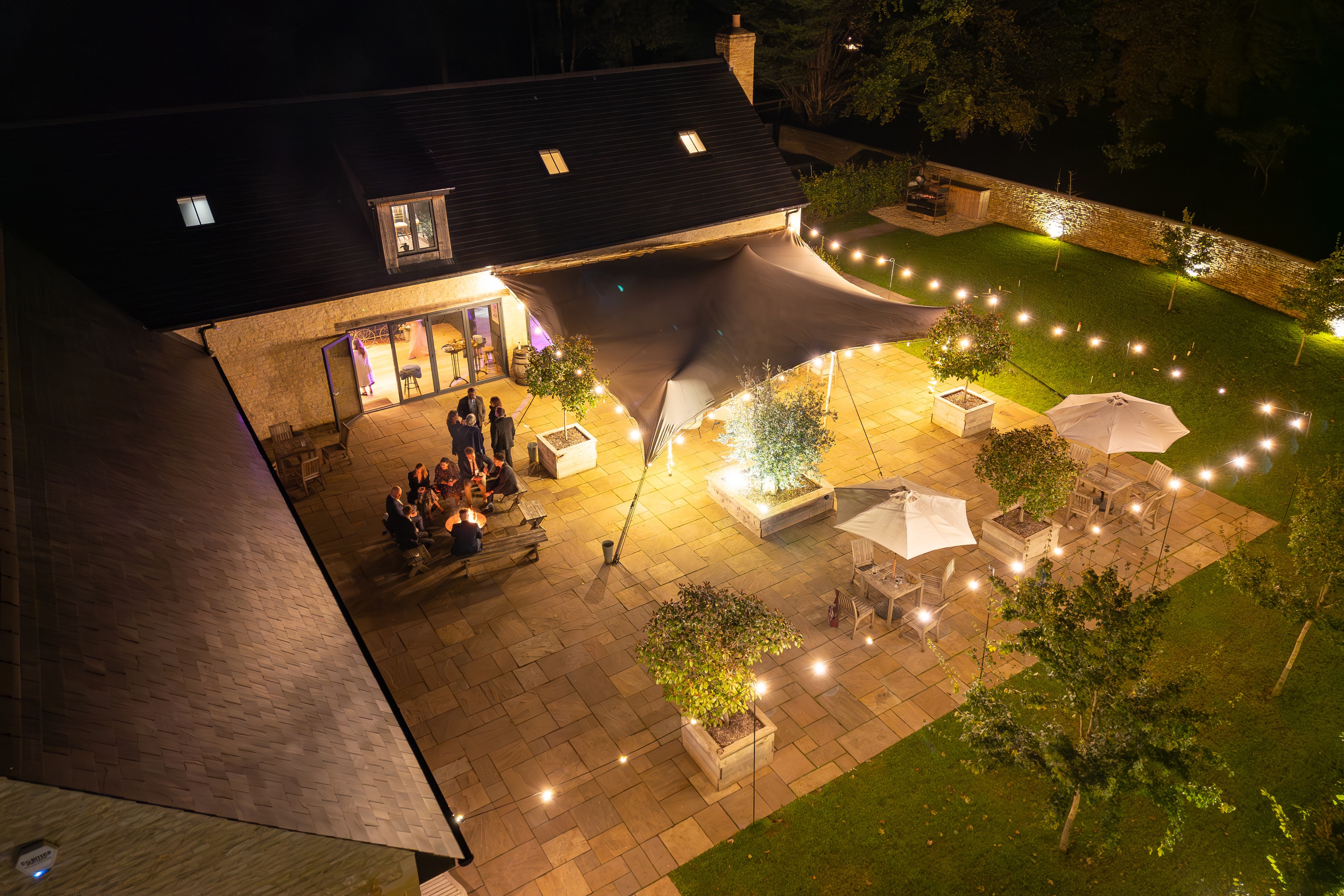 Late Night birdeye of the courtyard
